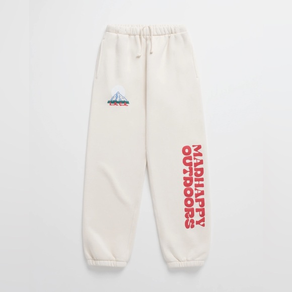 NWT Madhappy Cream Sweatpants with Red Logo